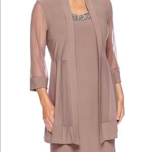 R&M Richards 3/4 Sleeve Jacket Dress Taupe